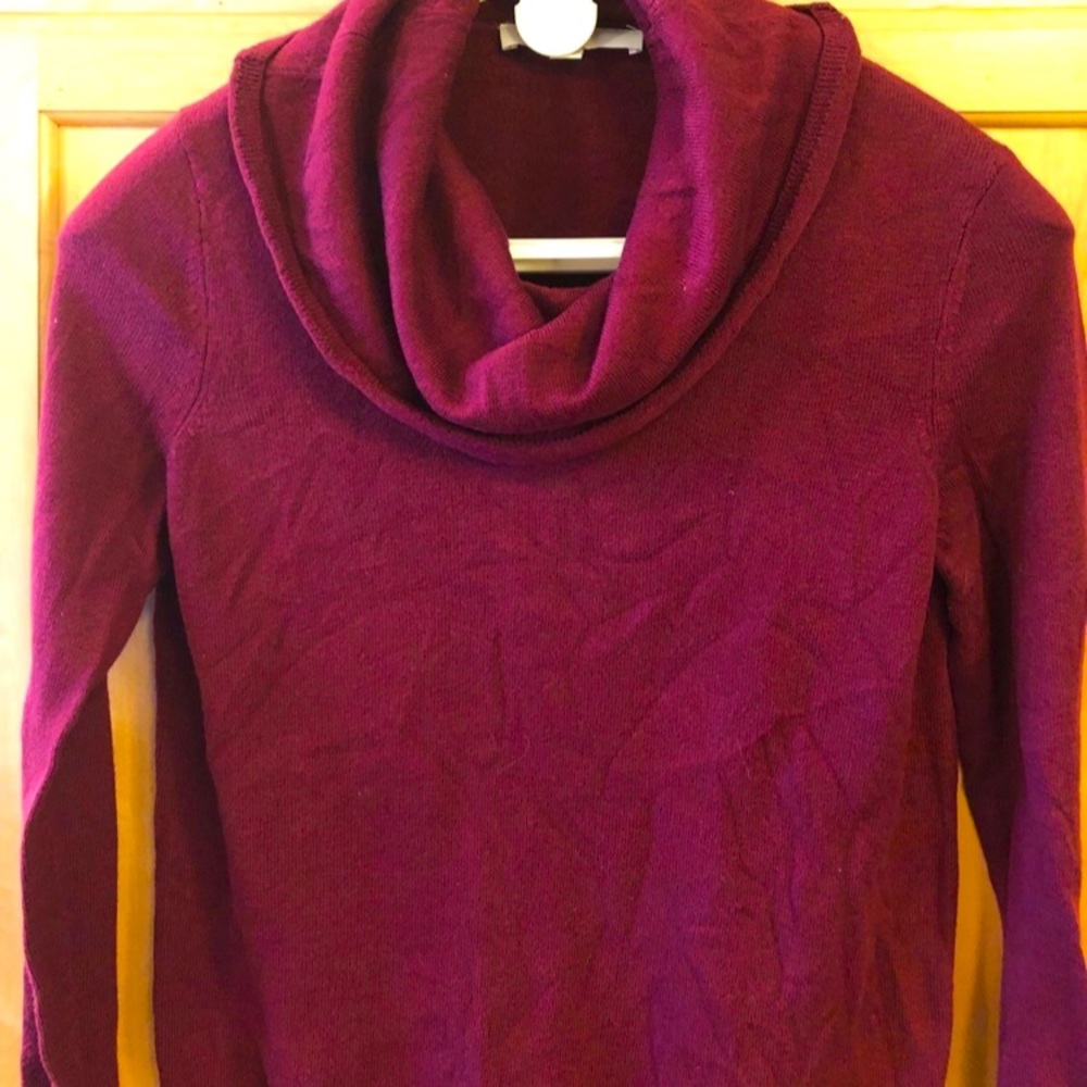 VGUC Loft Ann Taylor Loose Cowl Sweater Burgundy Wine Red Small